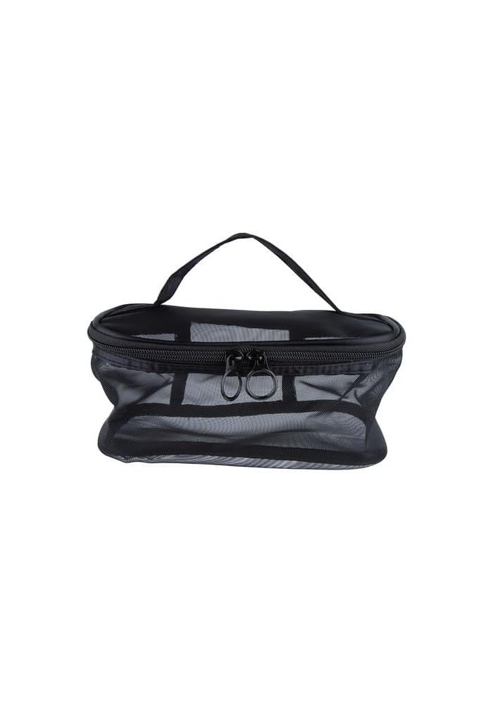 Daiso Mesh Beauty Product Pouch | Black | Breathable Cosmetic Organizer Bag for Travel & Daily Use - Image 1